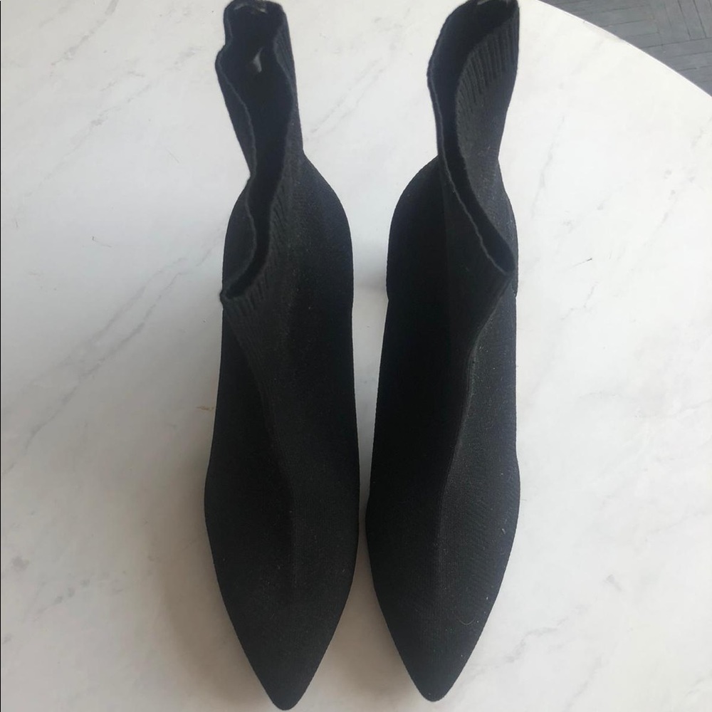 Zara Black Block Heeled Sock Ankle Booties
